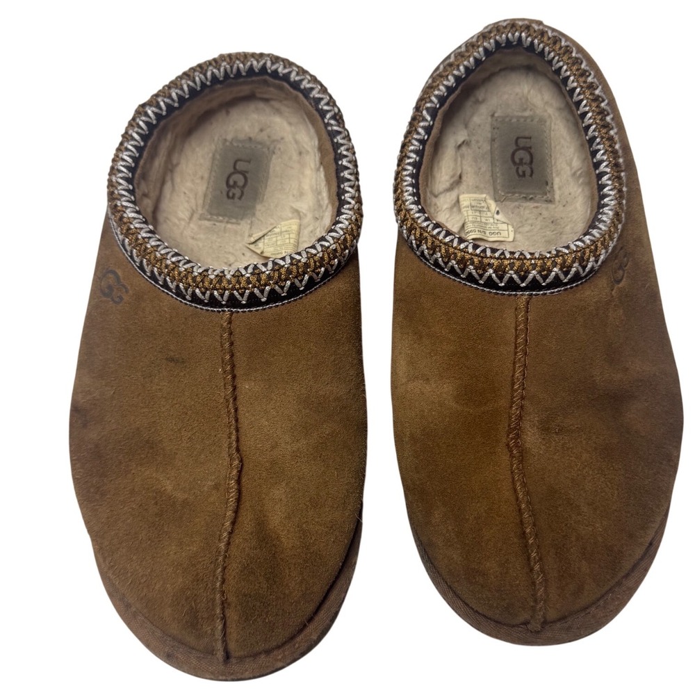 UGG Tasman Chestnut Suede Embroidered Slip On Slippers 5955 Womens Size 7
